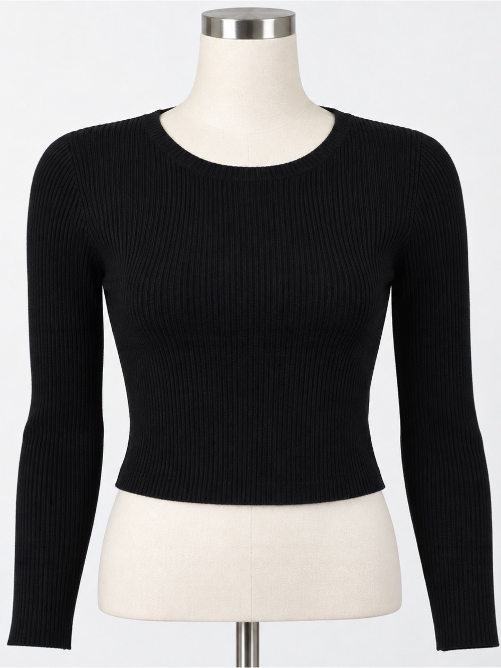 Grave Frame black ribbed long sleeve low back crop top M